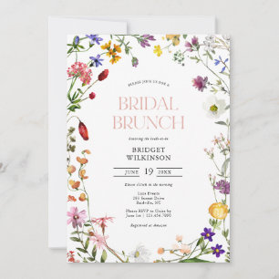 Invitation Fête des mariées de brunch Fleur sauvage aquarelle