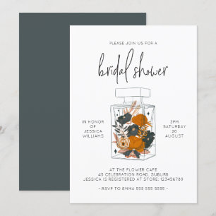 Invitation Fête des mariées de Brunch Floral bleu moderne 