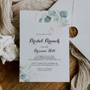 Invitation Fête des mariées de Brunch Rustique Gold Floral