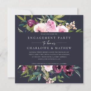 INVITATION FÊTE DES MARIÉES DE BUNCH FLORAL BURGUNDY DE MARIN