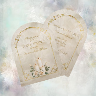 Invitation Fête des mariées de cadre d'arc de roses or et bla