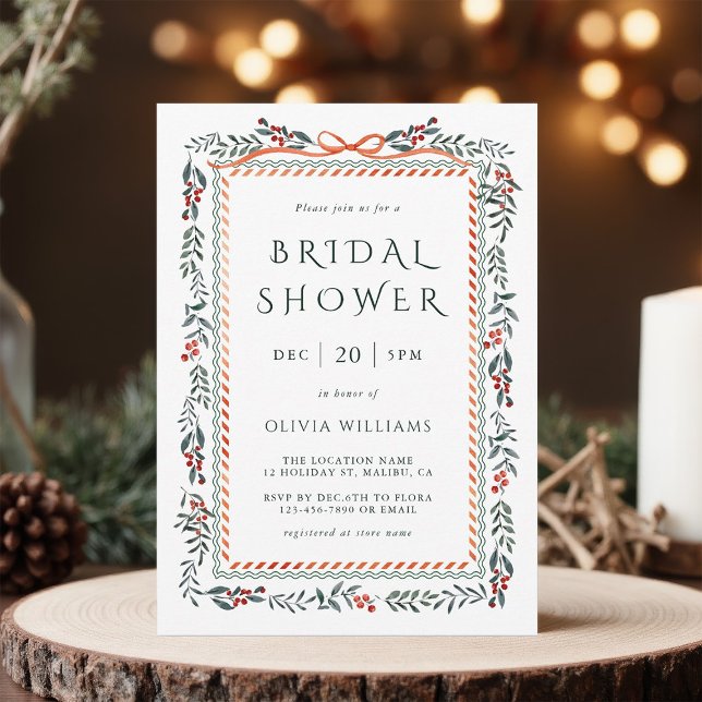 Invitation Fête des mariées de cadre de framboise rouge (Créateur téléchargé)