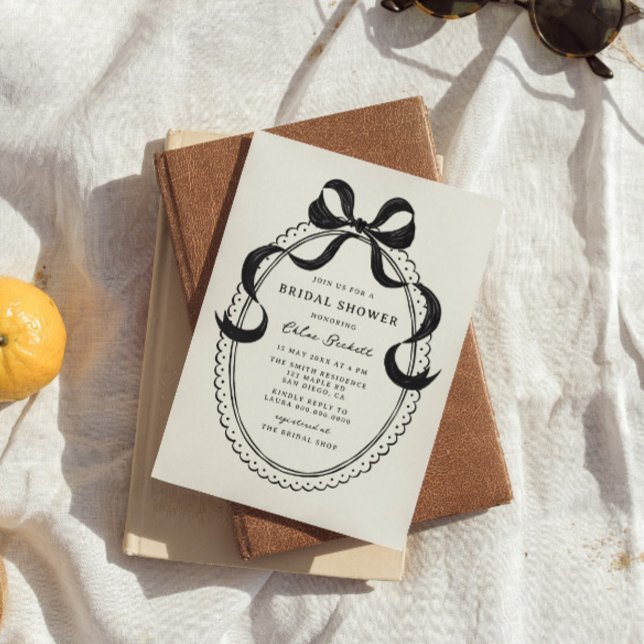 Invitation Fête des mariées de cadre de mâchoire à main noire (Créateur téléchargé)