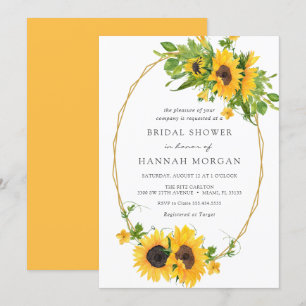 Invitation Fête des mariées de cadre géométrique Sunflower Go