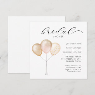 Invitation Fête des mariées de calligraphie de ballon rose or