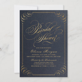 Invitation Fête des mariées de calligraphie élégante en or de