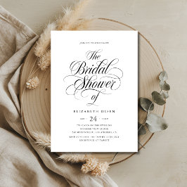 Invitation Fête des mariées de calligraphie noir et blanc