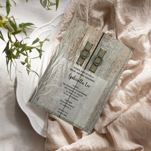 Invitation Fête des mariées de campagne Double Grange Doors (Créateur téléchargé)