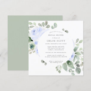 Invitation Fête des mariées de Carré de fleurs bleues