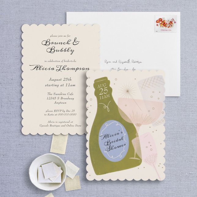 Invitation Fête des mariées de champagne Brunch & Bubbly (Créateur téléchargé)