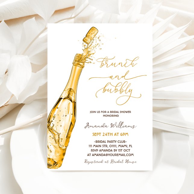 Invitation Fête des mariées de champagne Brunch et Bubbly Gol (Créateur téléchargé)
