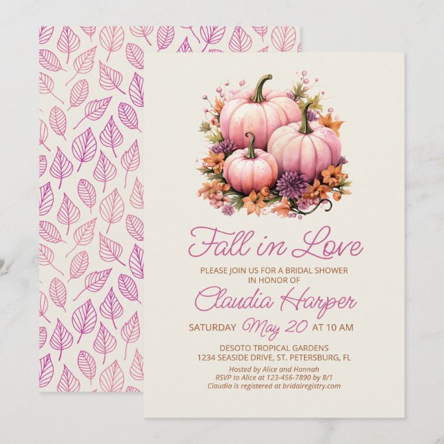 Invitation Fête des mariées de chute dans l'amour (Devant / Derrière)