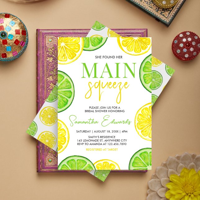 Invitation Fête des mariées de citron citron citronné princip (Citrus Main Squeeze Bridal Shower Invitation)