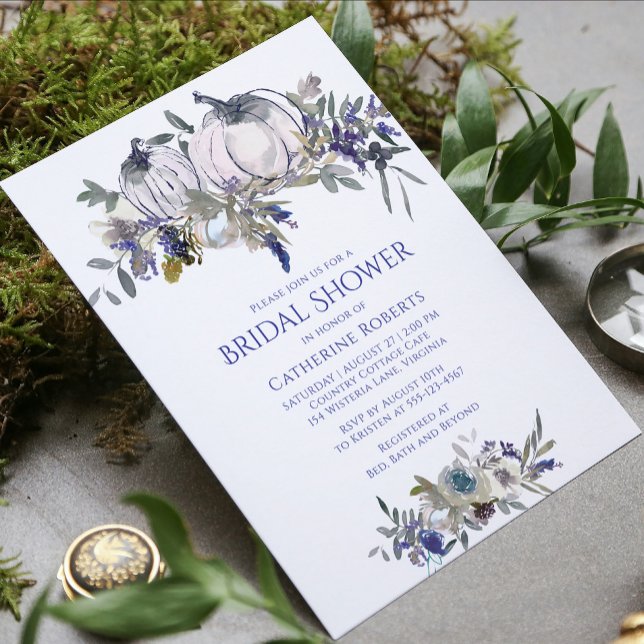 Invitation Fête des mariées de Citrouille d'aquarelle florale (Créateur téléchargé)