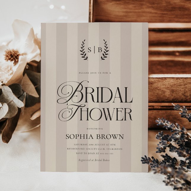 Invitation Fête des mariées de club de pays monogramme (Créateur téléchargé)