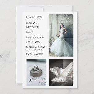 Invitation Fête des mariées de collection photo blanche moder