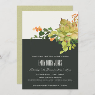 INVITATION FÊTE DES MARIÉES DE COULEUR D'EAU FLORALE SUCCULTE