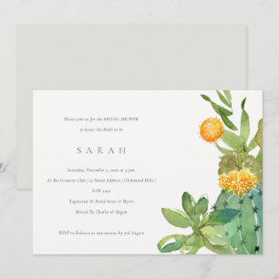 INVITATION FÊTE DES MARIÉES DE COULEUR D'EAU FLORALE SUCCULTE