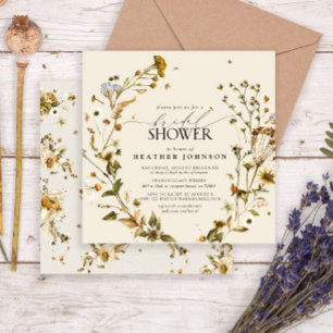 Invitation Fête des mariées de courme sèche Fleur sauvage Boh