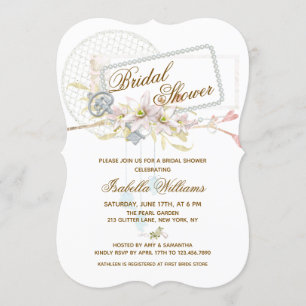 Invitation Fête des mariées de couronne de perles florales de