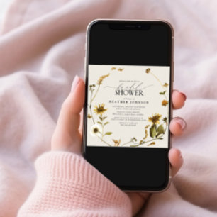 Invitation Fête des mariées de couronne de tournesol rustique