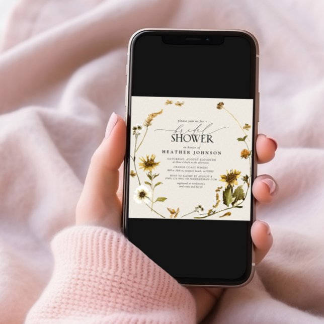 Invitation Fête des mariées de couronne de tournesol rustique (Créateur téléchargé)