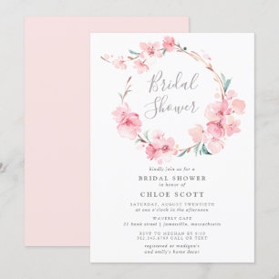 Invitation Fête des mariées de couronne rose pâle en fleur de