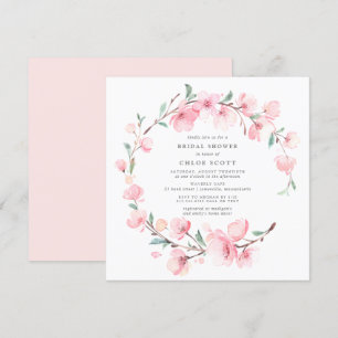 Invitation Fête des mariées de couronne rose pâle en fleur de