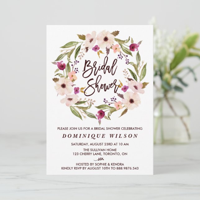 Invitation Fête des mariées de couronnes florales de Bohème W (Debout devant)