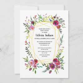 Invitation Fête des mariées de cristal géométrique Floral Gol