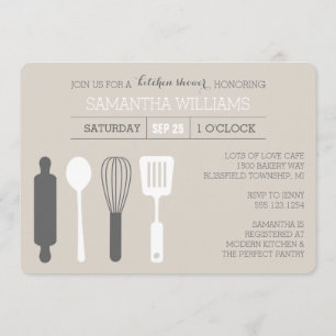 Invitation Fête des mariées de cuisine moderne Gris et blanc