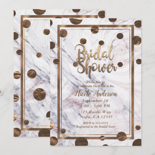 Invitation Fête des mariées de cuivre rose en bronze marbre o