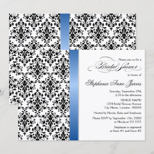 Invitation Fête des mariées de Damas Royal Blue Ribbon imprim