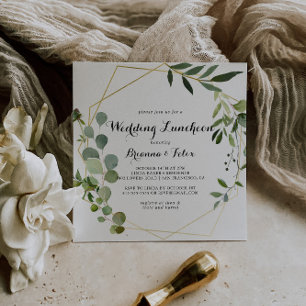 Invitation Fête des mariées de déjeuner Mariage d'or géométri