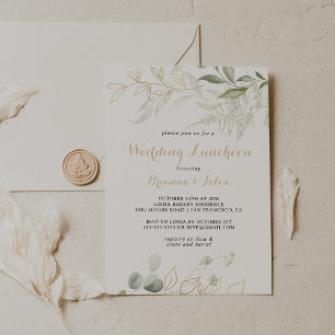 Invitation Fête des mariées de déjeuner Mariage Gold Green Fo