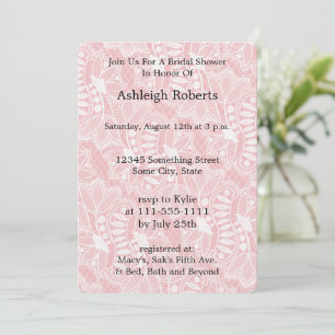 Invitation Fête des mariées de dentelle rose