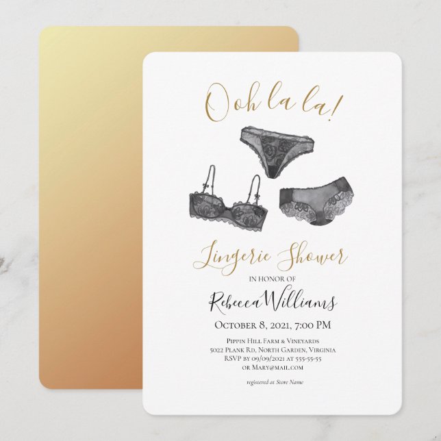 Invitation Fête des mariées de douche à lingerie aquarelle (Devant / Derrière)
