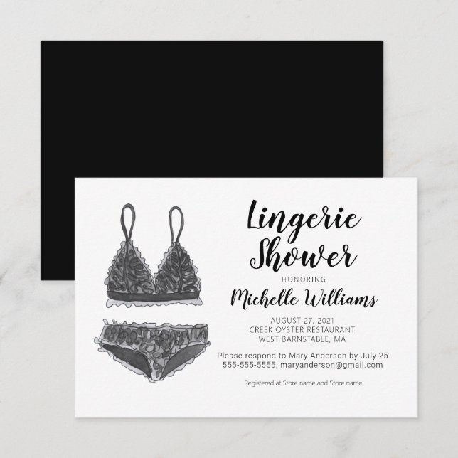 Invitation Fête des mariées de douche Lingerie Wat (Devant / Derrière)