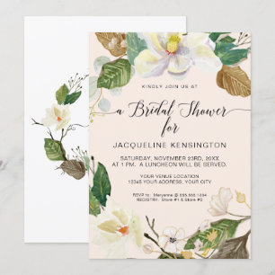 Invitation Fête des mariées de feuillage de l'aquarelle flora