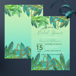 Invitation Fête des mariées de feuillage Tropical Green Gold
