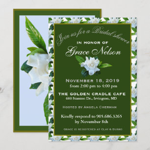 Invitation Fête des mariées de feuillage vert Gardenia blanc