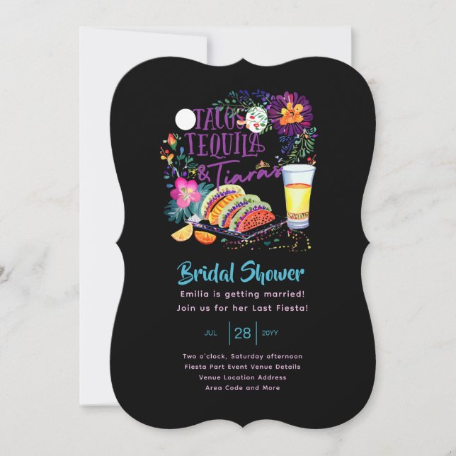 Invitation Fête des mariées de Fiesta mexicaine Tacos Tequila (Devant)
