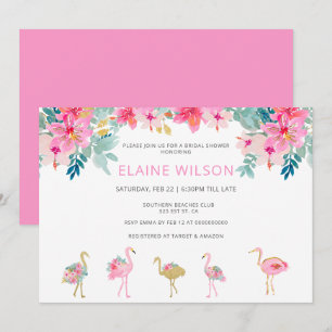 Invitation Fête des mariées de Flamant rose Tropical Pink Gol