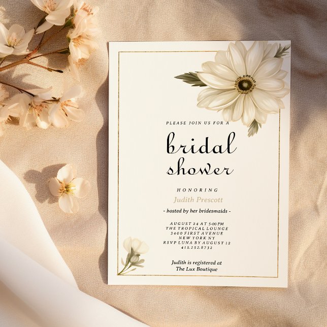 Invitation Fête des mariées de fleur marguerite rustique de s (Vintage style rustic daisy flower Bridal Shower)