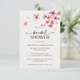 Invitation Fête des mariées de fleurs de cerisier d'aquarelle