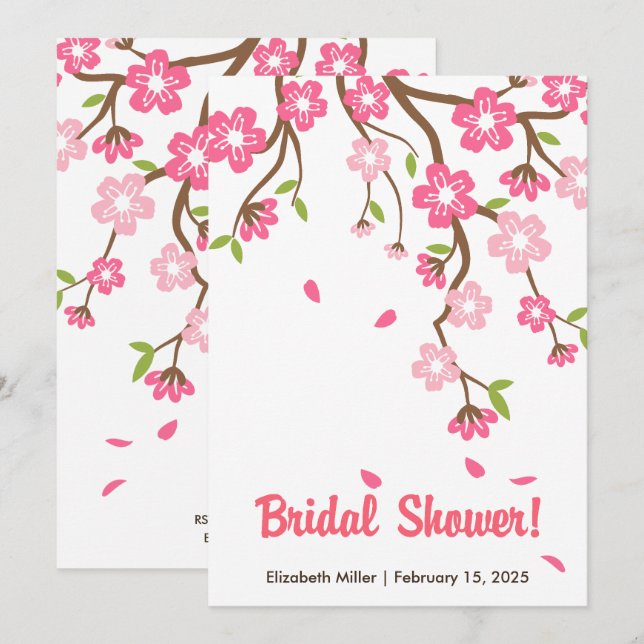 Invitation Fête des mariées de fleurs de cerisier Sakura (Devant / Derrière)