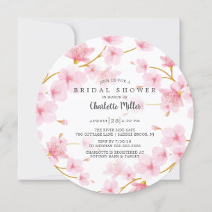 Invitation Fête des mariées de fleurs de cerisiers roses