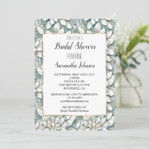 Invitation Fête des mariées de fleurs de lotus bleu blanc