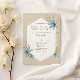 Invitation Fête des mariées de fleurs de terrarium bleu crème