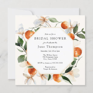 Invitation Fête des mariées de fleurs et de clémentines orang